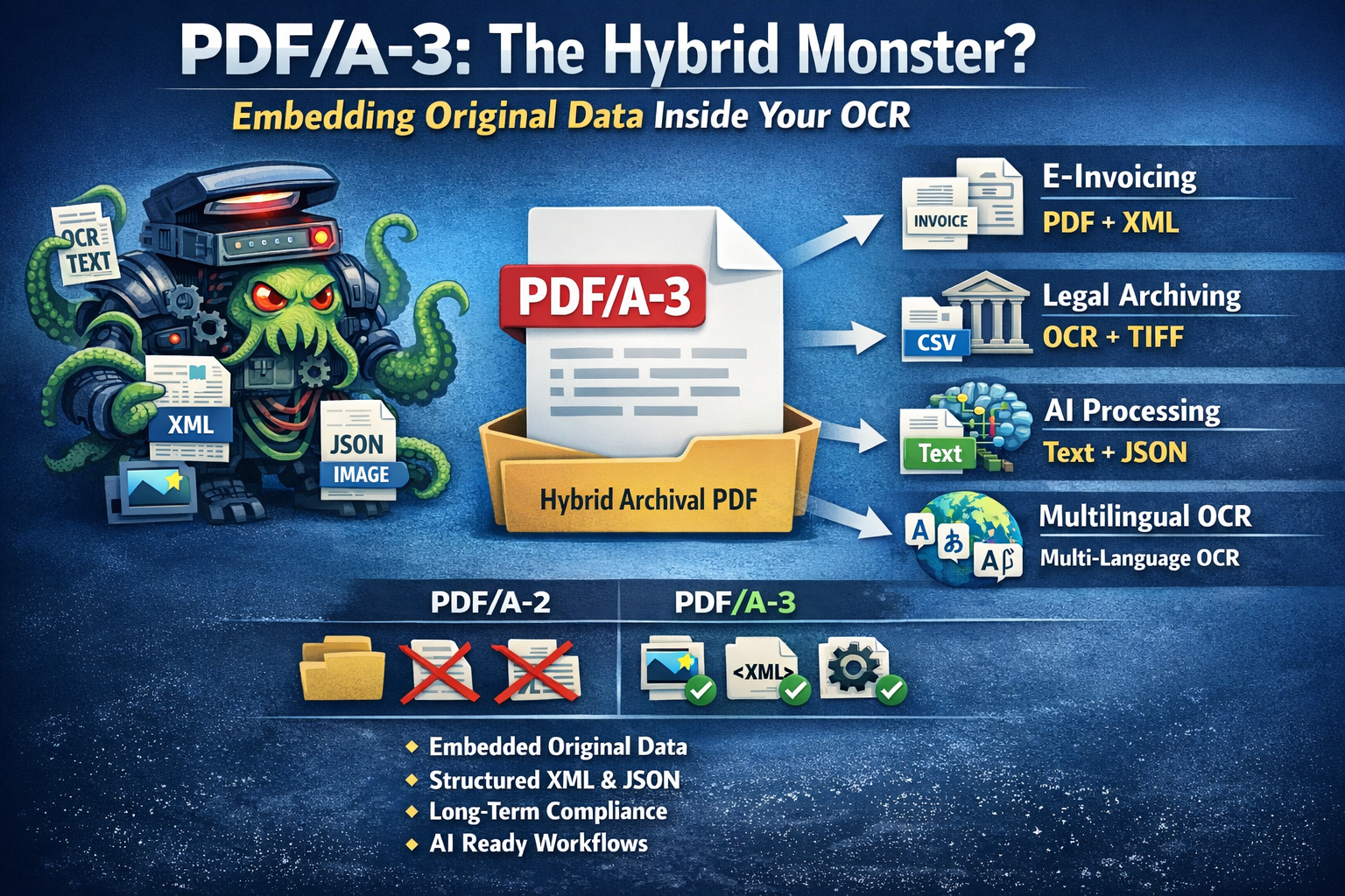 PDF/A-3 erklärt – Das ultimative Format für OCR & Datenaufbewahrung