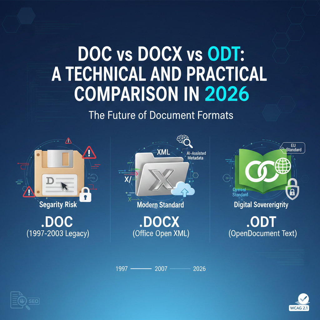 DOC vs DOCX vs ODT – Ein technischer und praktischer Vergleich im Jahr 2026