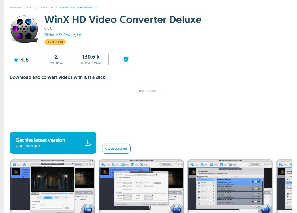 WinX HD Video Converter Deluxe の画像