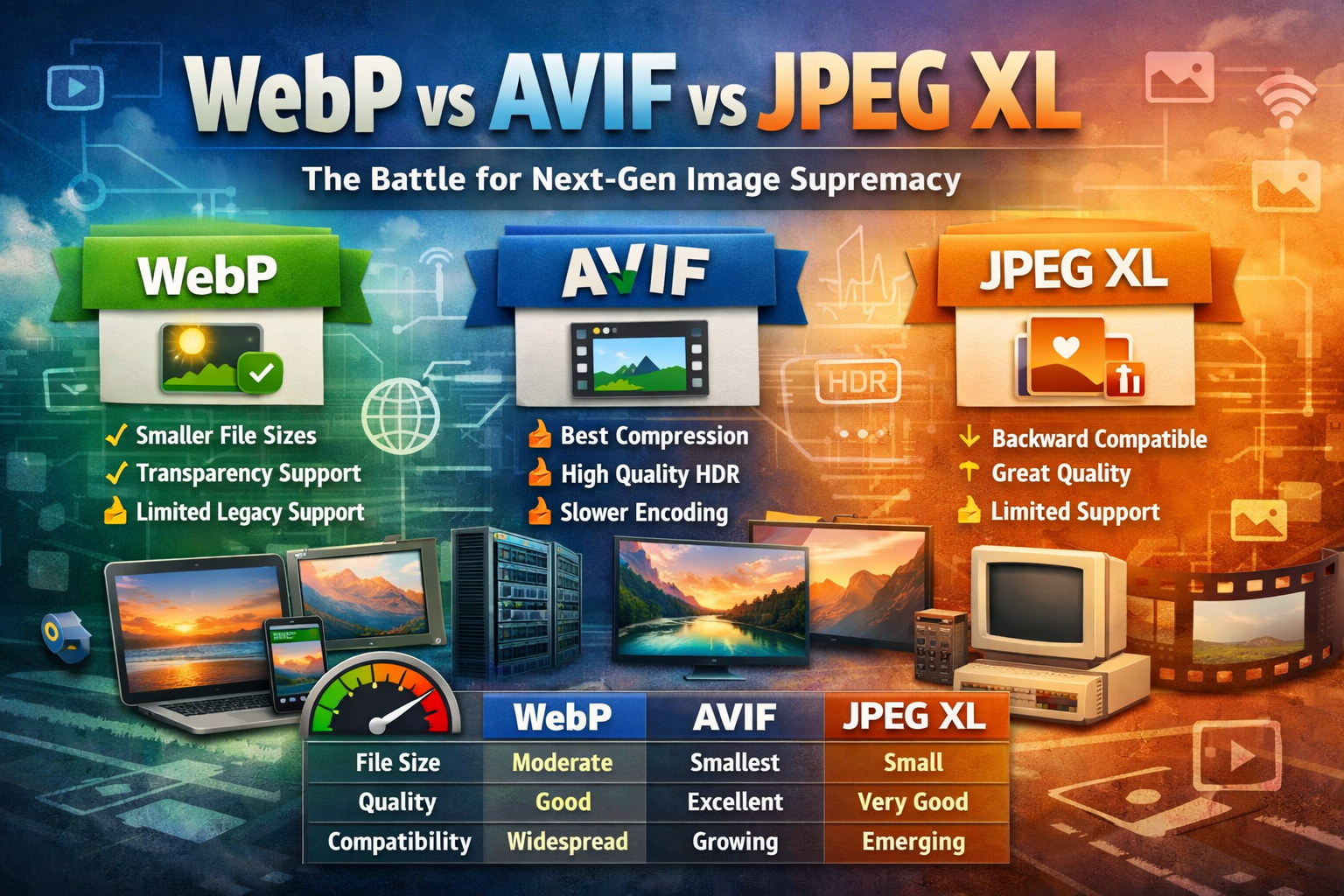 WebP, AVIF, 또는 JPEG XL? 최고의 차세대 이미지 포맷 선택하기