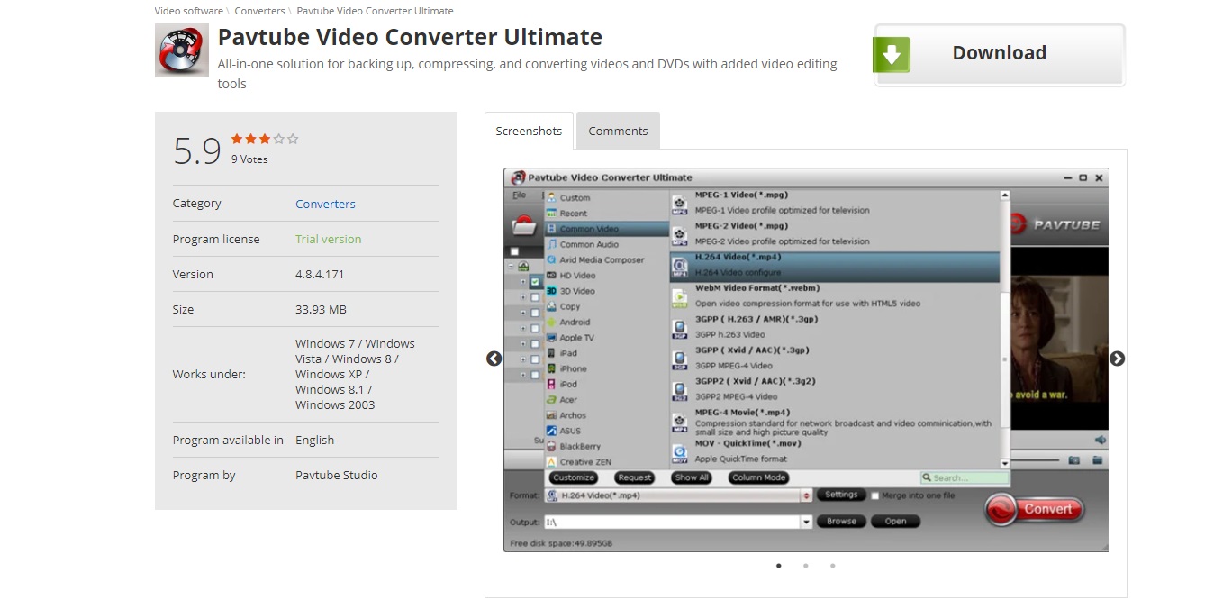 Obraz Pavtube Video Converter Ultimate