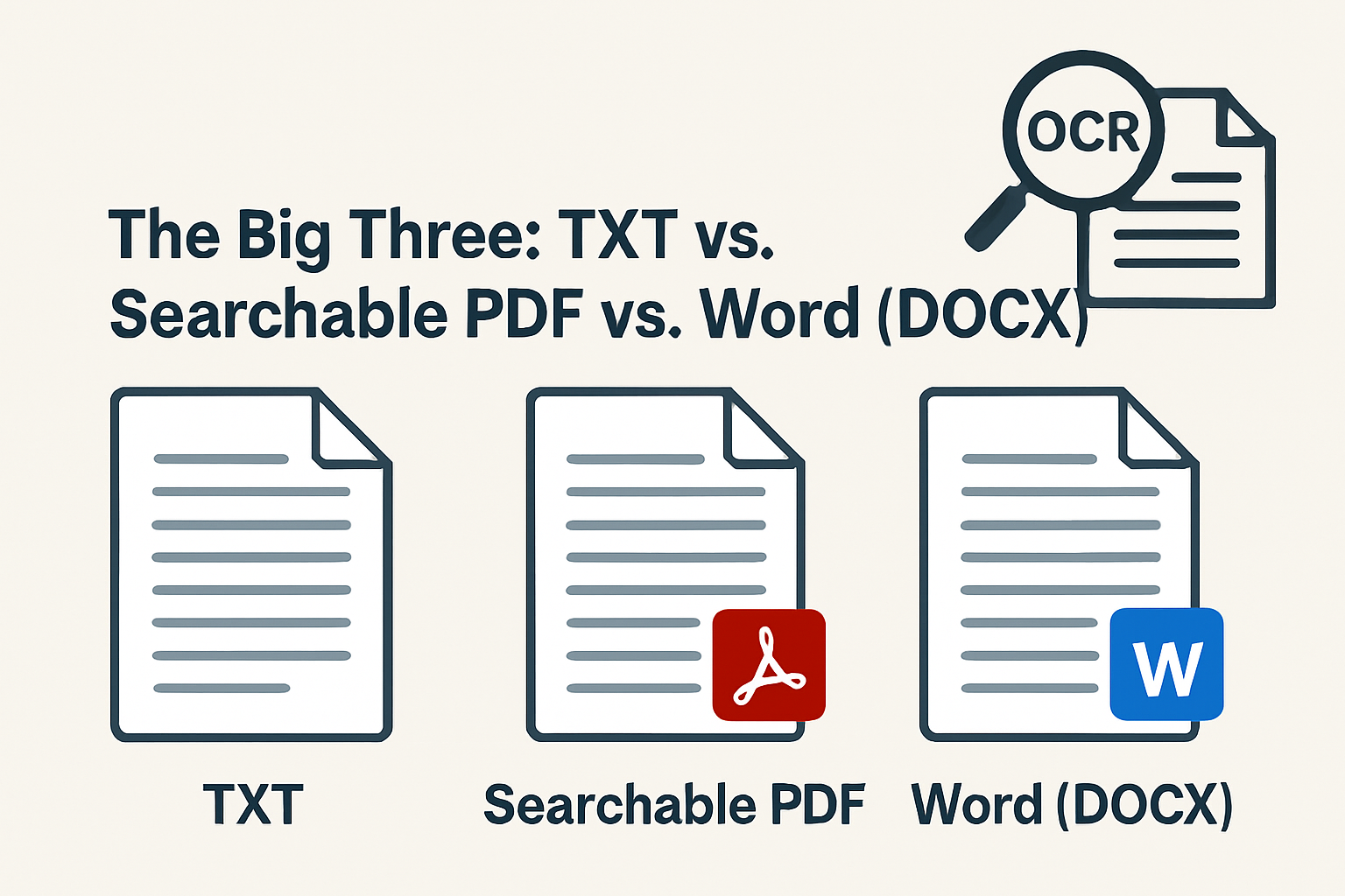 TXT、可搜尋 PDF 和 Word (DOCX) 三大格式－哪種 OCR 輸出格式最適合您？